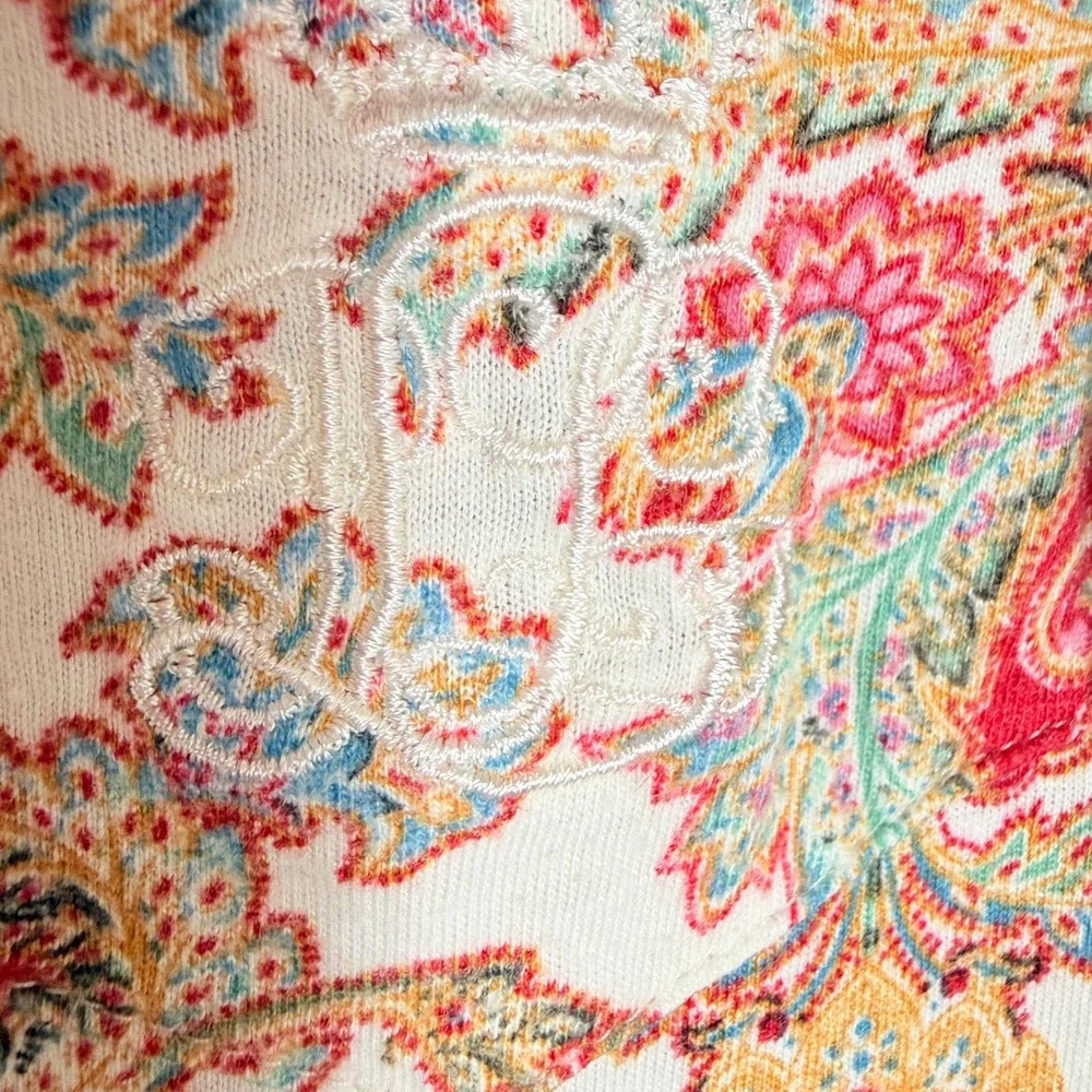 Lauren Ralph Lauren Womens Pajama Set Red Paisley Cotton Blend Large LRL Lounger